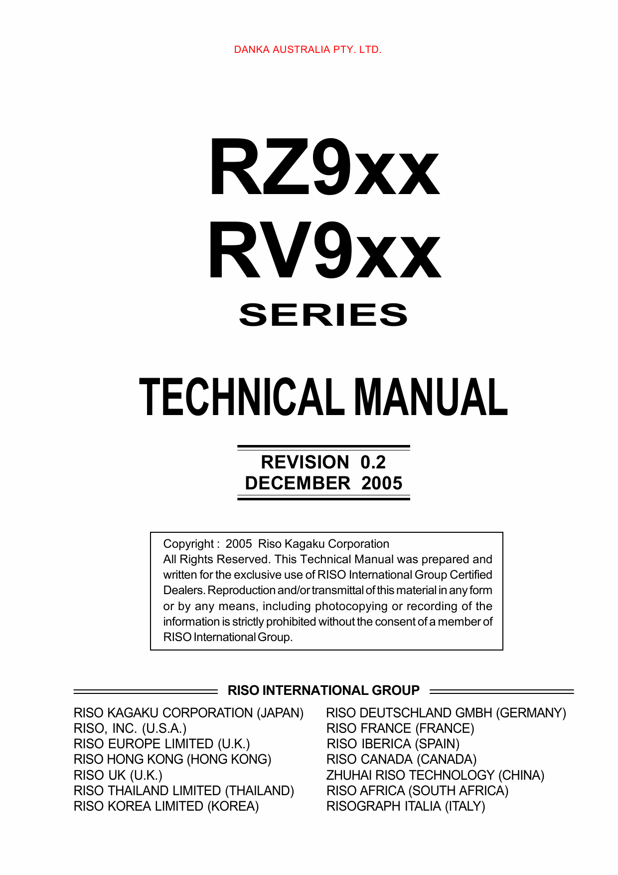 RISO RZ 990 997 970 977 970 977 RV9690 RV9698 TECHNICAL Service Manual-1